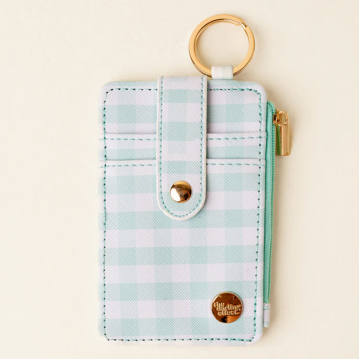 KEYCHAIN WALLET GINGHAM GREEN