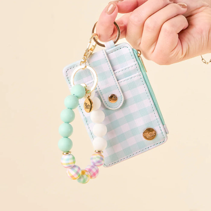 KEYCHAIN WALLET GINGHAM GREEN