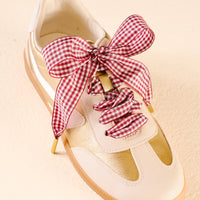 STEP IT UP SHOE LACES GINGHAM BURGUNDY