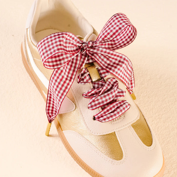 STEP IT UP SHOE LACES GINGHAM BURGUNDY