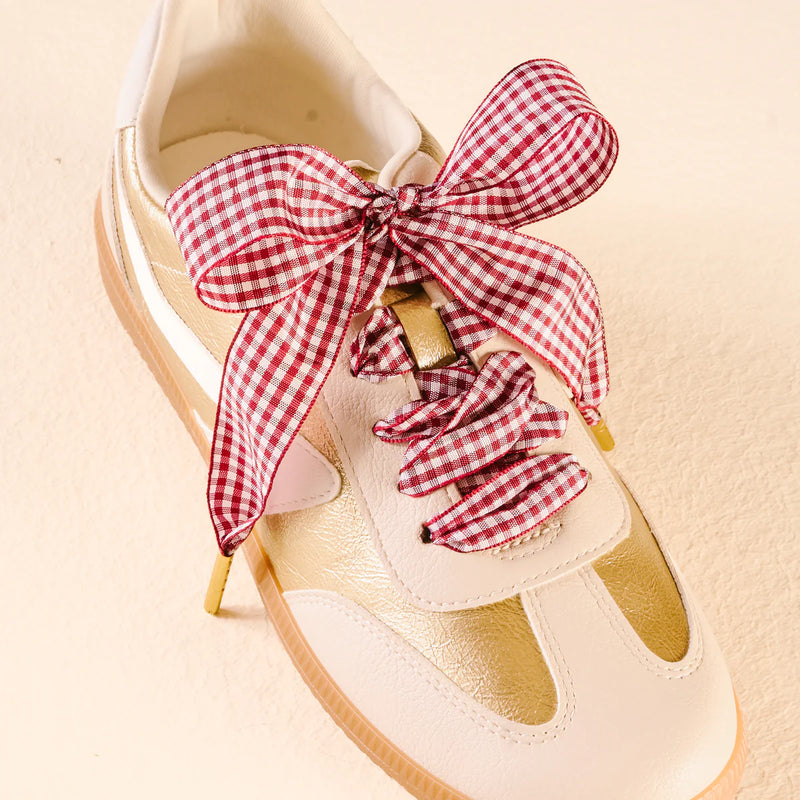 STEP IT UP SHOE LACES GINGHAM BURGUNDY