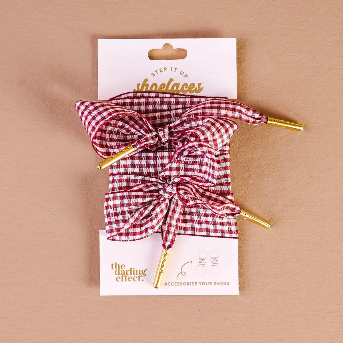STEP IT UP SHOE LACES GINGHAM BURGUNDY