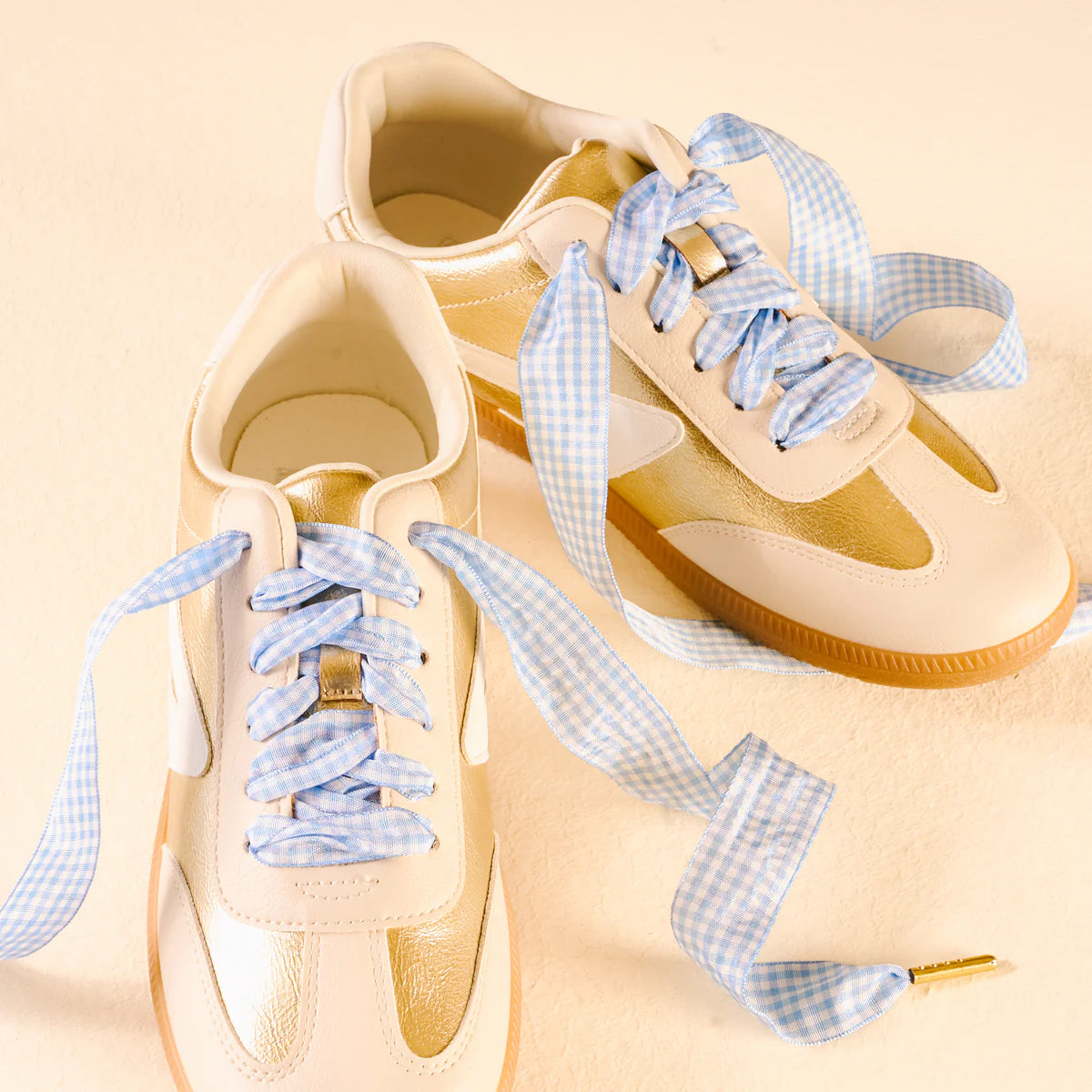 STEP IT UP SHOE LACES GINGHAM LIGHT BLUE
