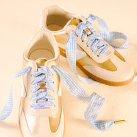 STEP IT UP SHOE LACES GINGHAM LIGHT BLUE