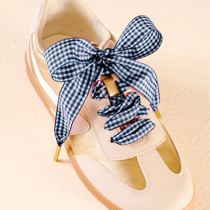 STEP IT UP SHOE LACES GINGHAM NAVY