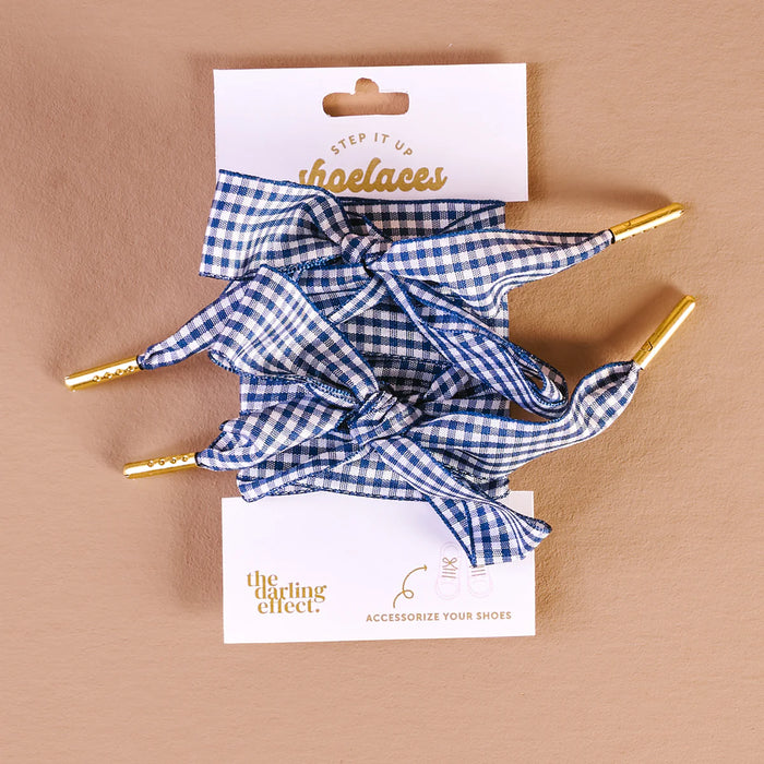 STEP IT UP SHOE LACES GINGHAM NAVY