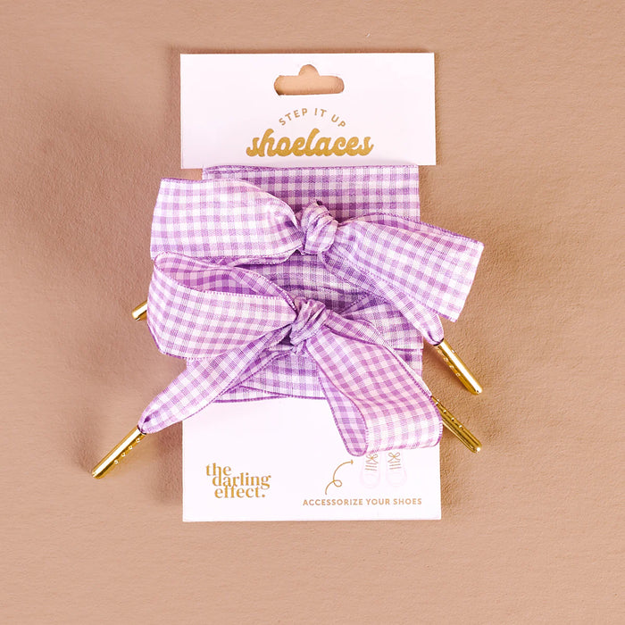 STEP IT UP SHOE LACES GINGHAM PURPLE