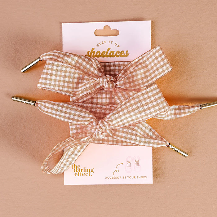 STEP IT UP SHOE LACES GINGHAM TAN