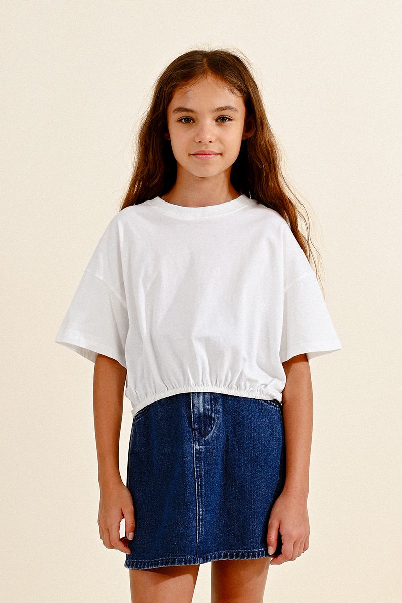 MINI MOLLY GIRLS KNITTED TEE WITH TIES OFF WHITE