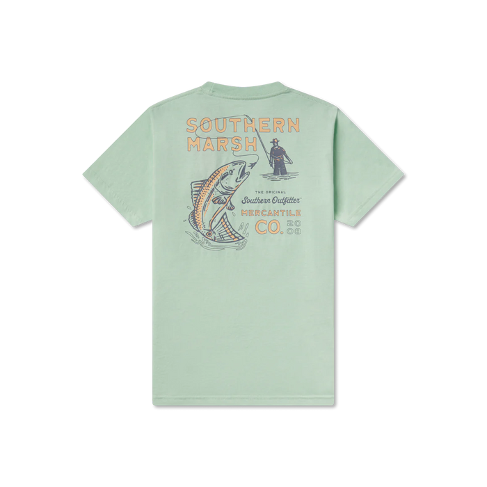 SOUTHERN MARSH YOUTH SEAWASH TEE RETRO REDFISH SEAFOAM