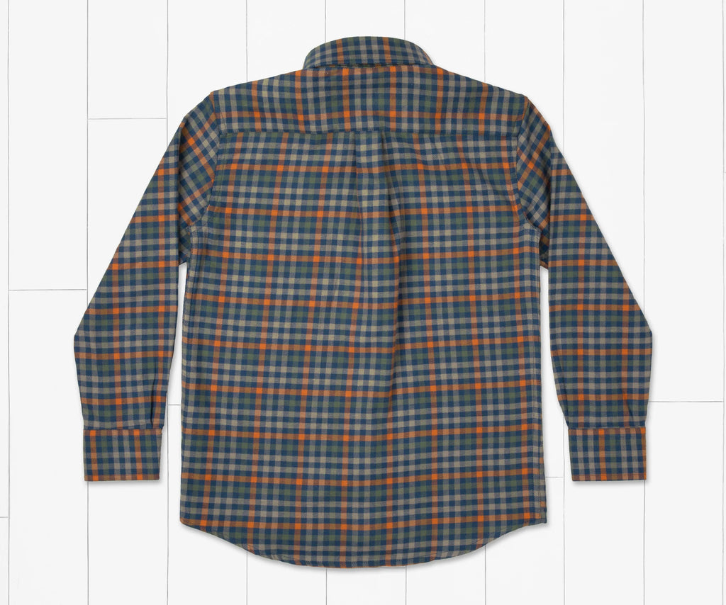 SOUTHERN MARSH YOUTH BOOTHVILLE FLANNEL NAVY & ORANGE