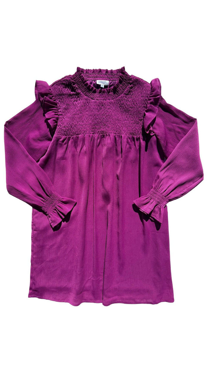 PLEAT LOTTIE DRESS MAGENTA