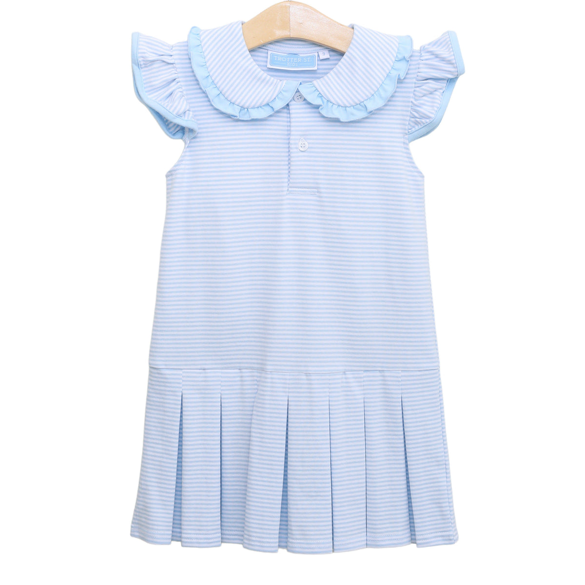 TROTTER STREET CAMILLA DRESS LIGHT BLUE STRIPE