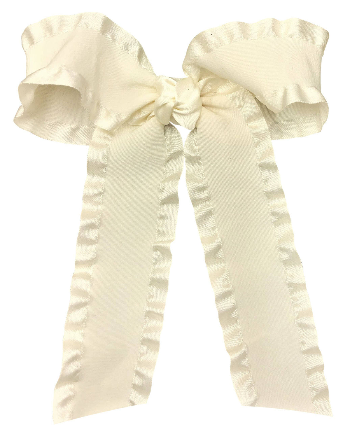 Double Ruffle Tail Bow Large Antique White