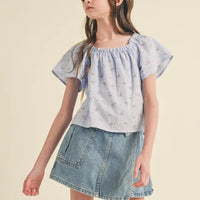 HEART AND ARROW PEASANT SHORT SLEEVE LOOSE FIT TOP