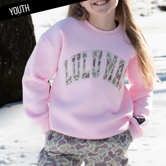 GIRLS CAMO LIGHT PINK SWEATSHIRT