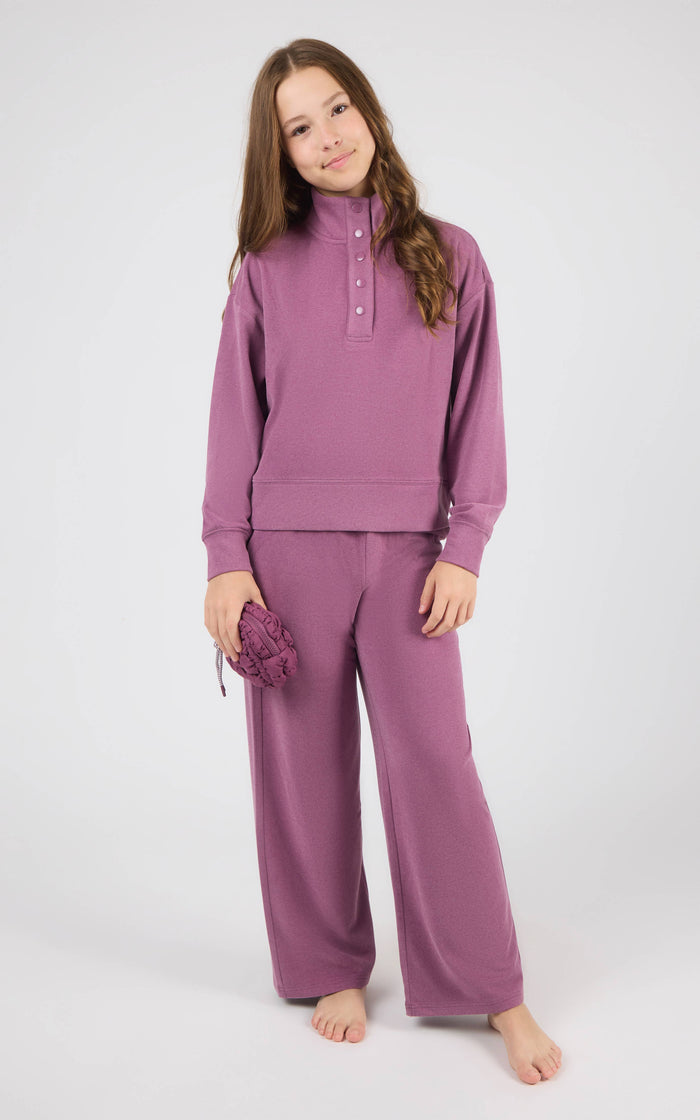 Tween Girls Mock Neck Pullover Set Bubble Bag Berry Conserve