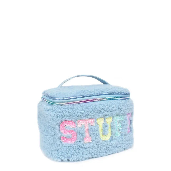 OMG ACCESORIES STUFF GLITTER TEDDY SHERPA GLAM BAG