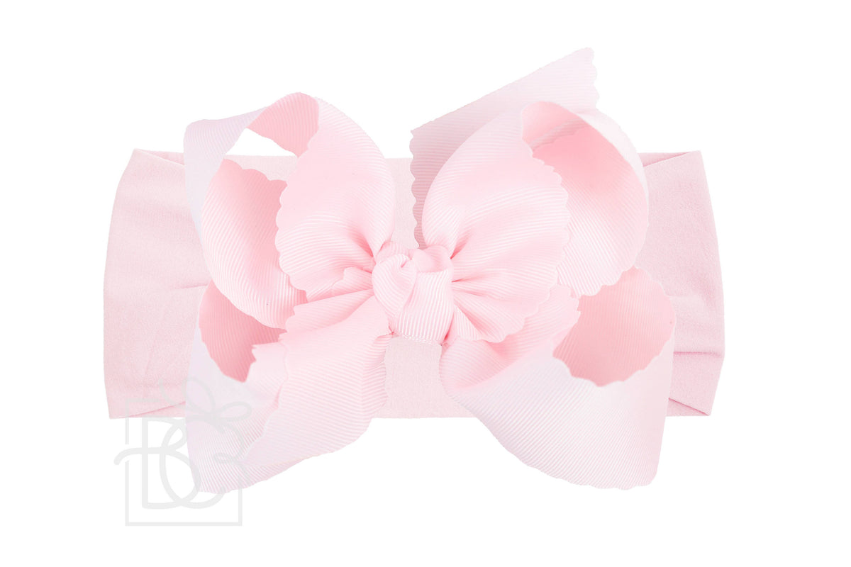 WIDE HEADBAND XL SCALLOPED POWDER PINK