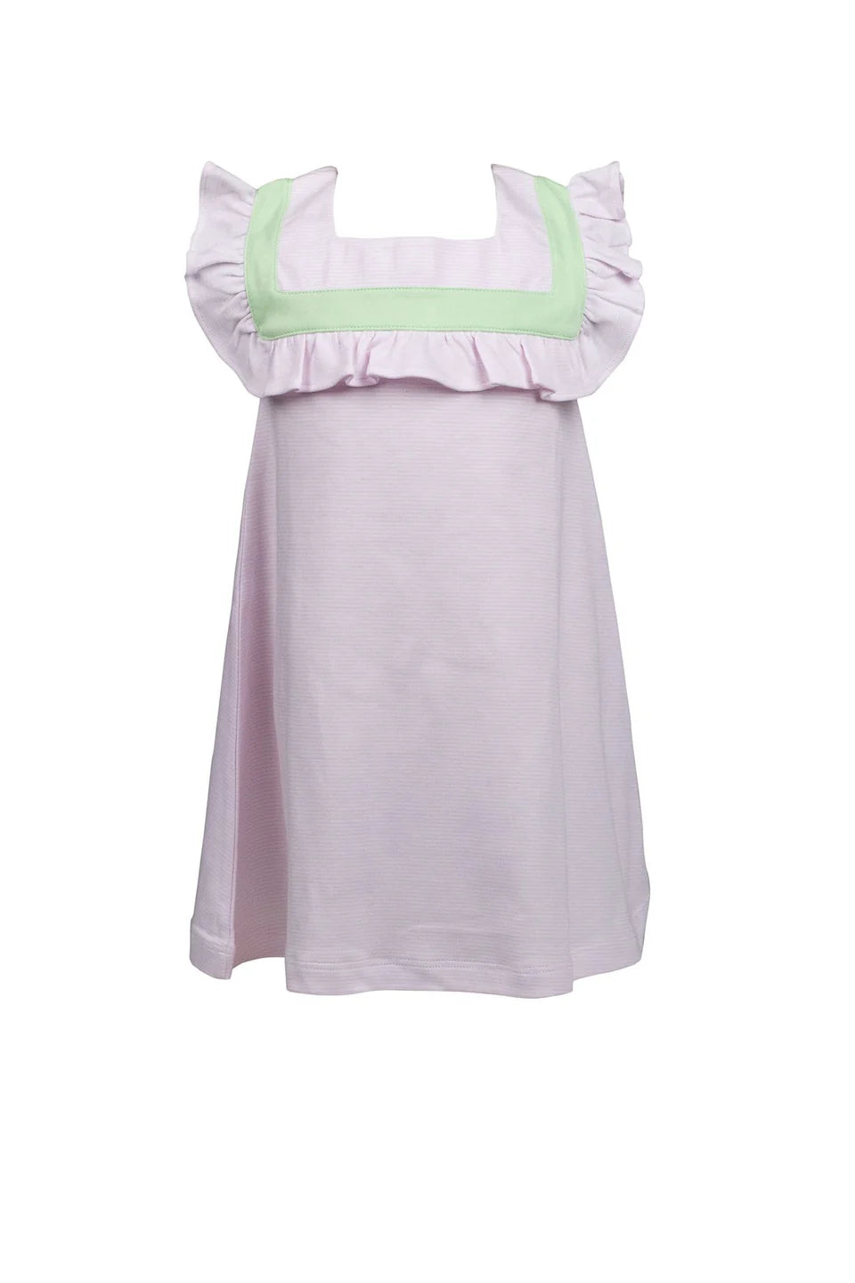 PINK WITH GREEN STRIPE GIRLS SLEEVELESS DRESS