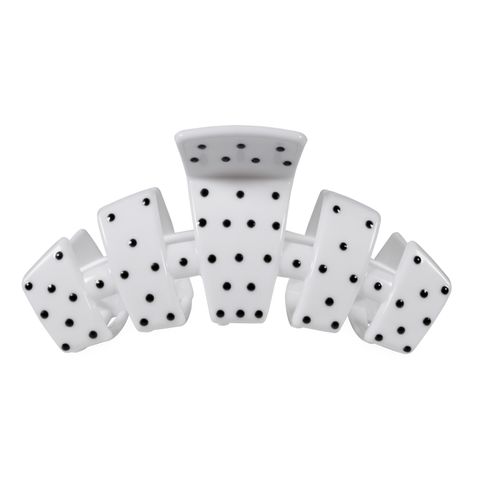 Teleties Classic White Polka Dot Party Large Claw Clip