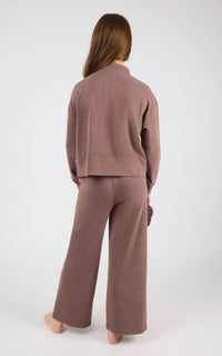 Tween Girls Mock Neck Pullover Set with Bubble Bag Brown