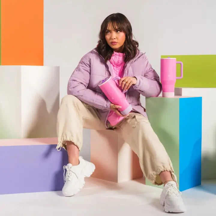 HYDROJUG PINK SUGAR 40 OZ TRAVELER TUMBLER