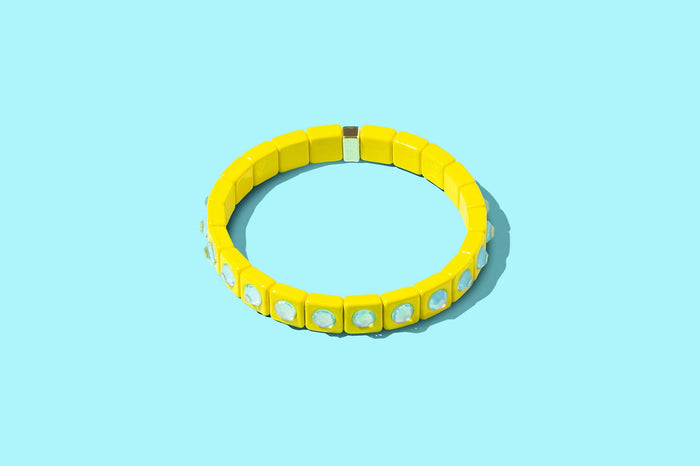 MAEVE ENAMEL STRETCH BRACELET YELLOW