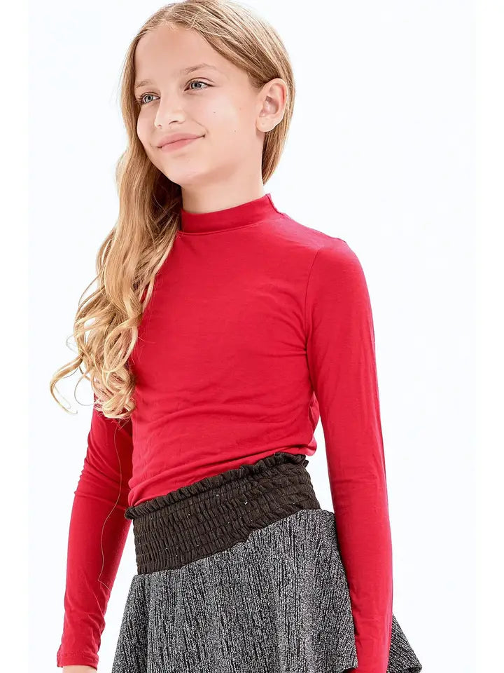 GOOD GIRL MOCK NECK KNIT TOP RED