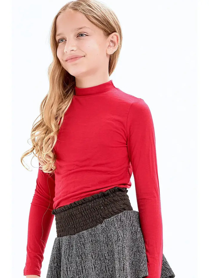 GOOD GIRL MOCK NECK KNIT TOP RED