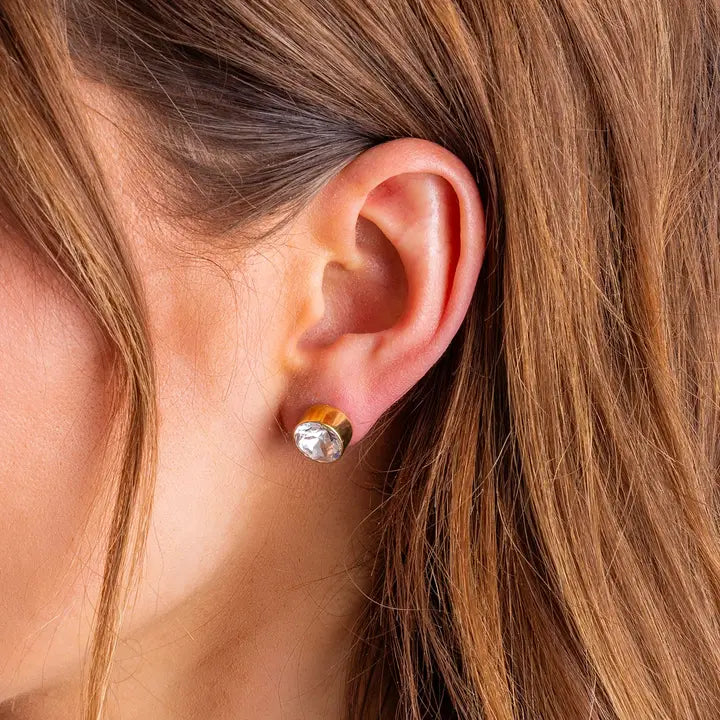 MAREN BEZEL STUD EARRINGS LARGE