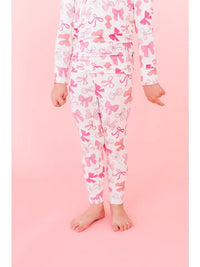 MACARON & ME PINK BOWS LONG SLEEVE JAMMIES SET