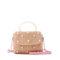 OMG ACCESORIES STRAW PEARL HANDLE CROSSBODY