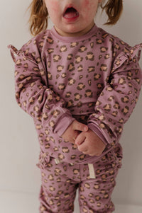 Babysprouts Girls Ruffle Sweatshirt Set in Cheetah