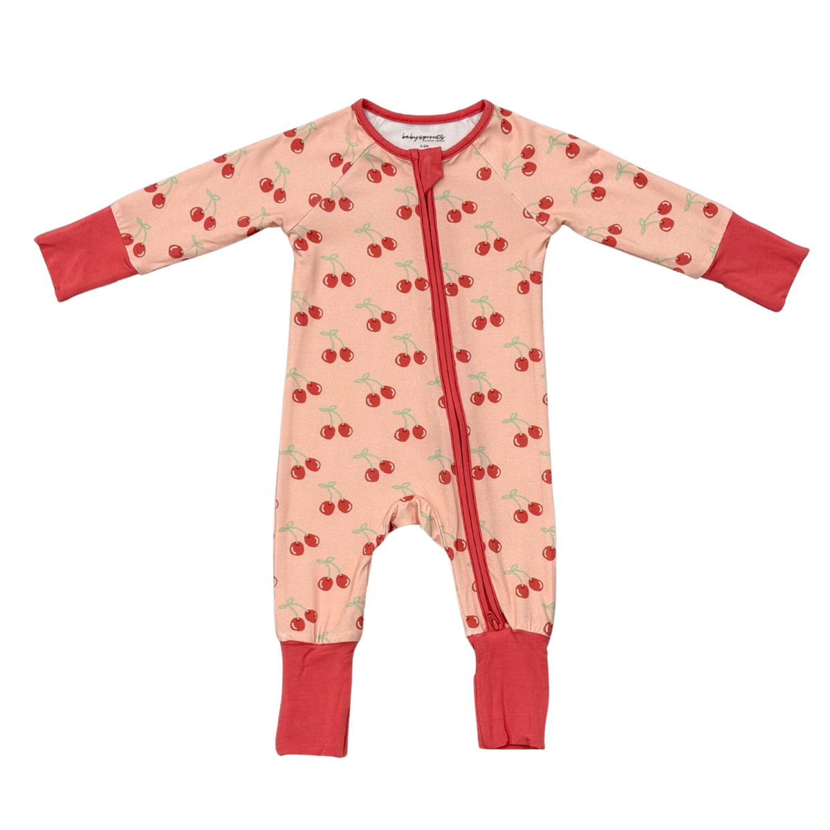 Babysprouts Long Sleeve Zip Romper Cherries