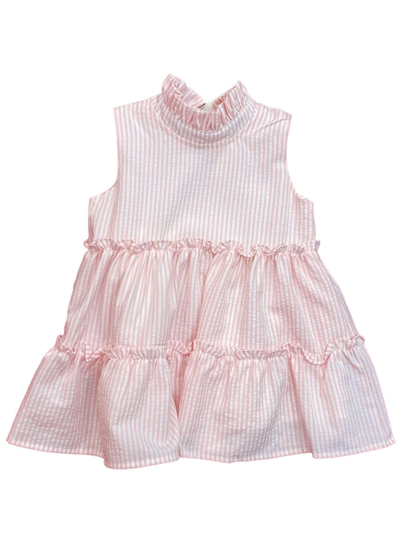 LULU BEBE LILLY PINK STRIPE TIERED DRESS