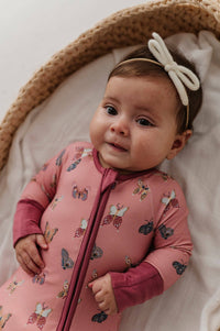 Babysprouts Long Sleeve Zip Romper in Butterfly Bloom