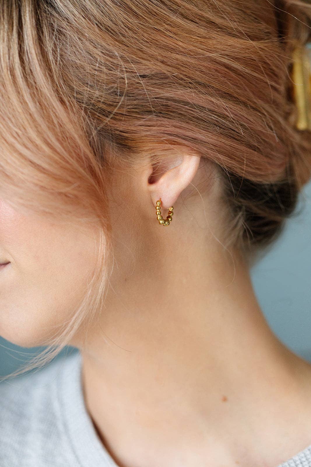 Pip Pop Post Beaded Huggie Hoop Earrings