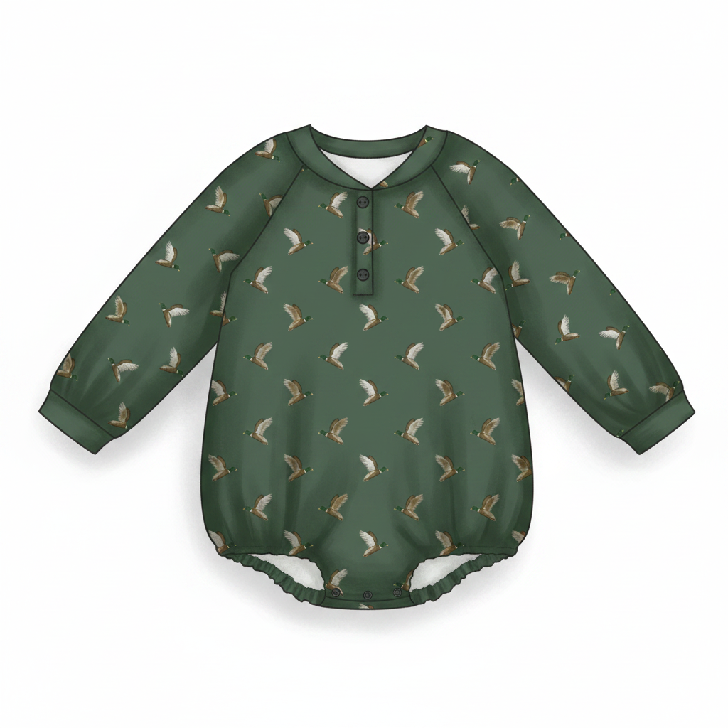 Baby Duck Print Bubble Romper