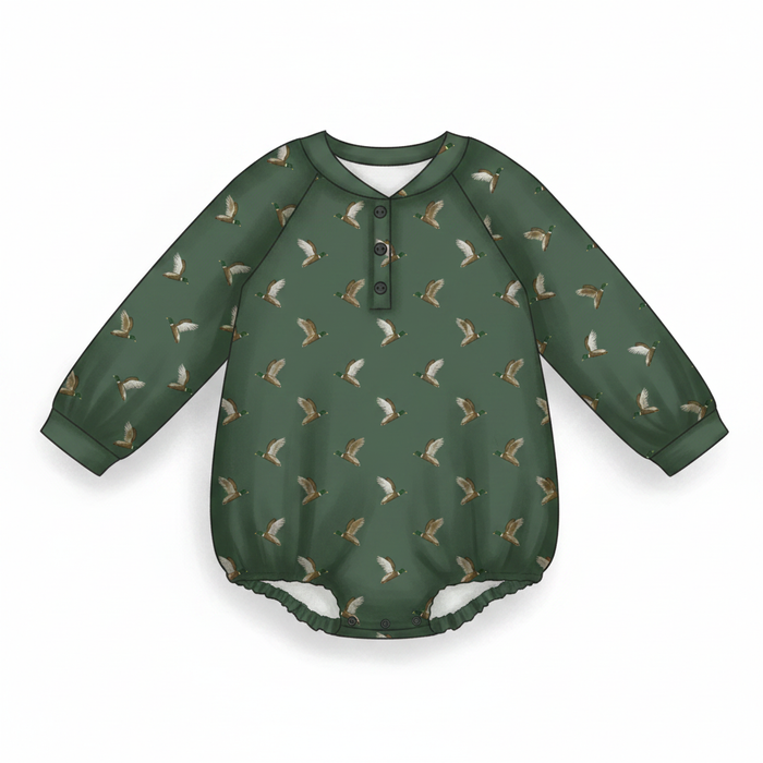 Baby Duck Print Bubble Romper