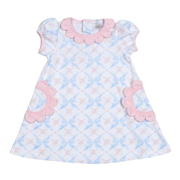 BABY LOREN BLUE BOWS PIMA DRESS