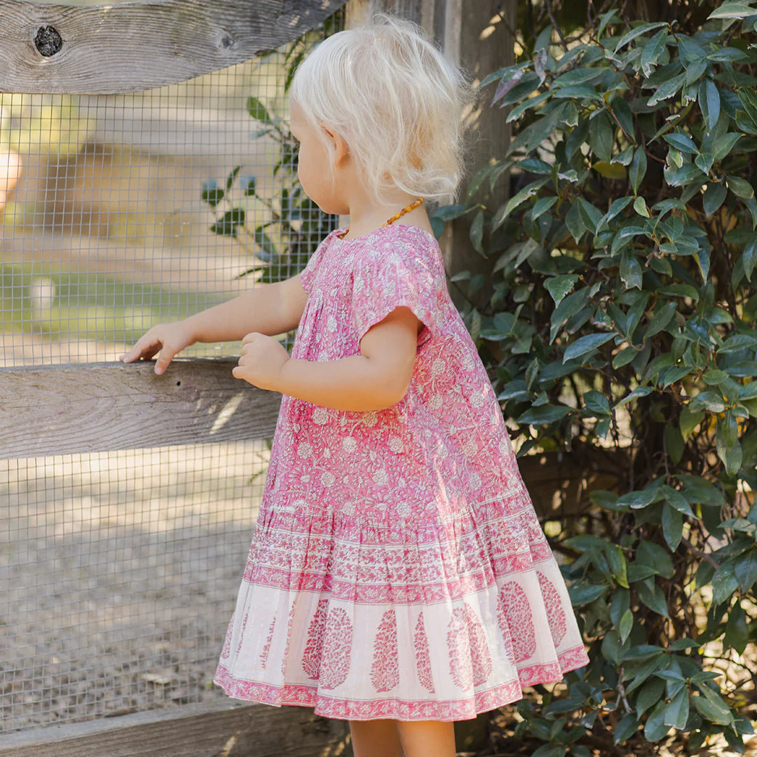 PINK CHICKEN GIRLS ADELE DRESS HOT PINK GARDEN