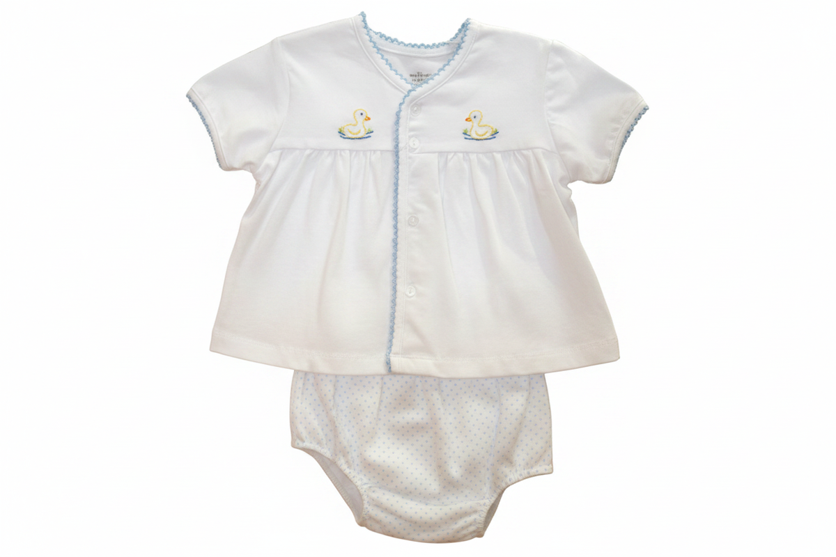 Baby Sen White Brennan Boy Knit Diaper Set Duckies