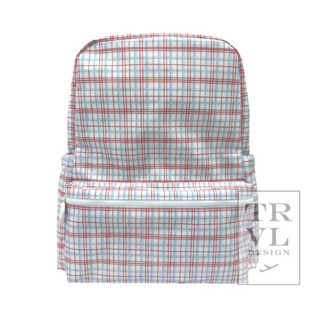 TRVL BACKPACK PLAID RED