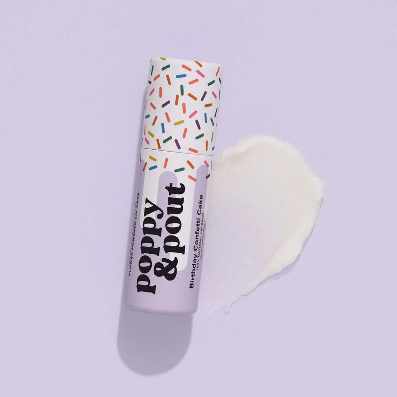 POPPY & POUT BIRTHDAY CONFETTI CAKE LIP BALM PURPLE