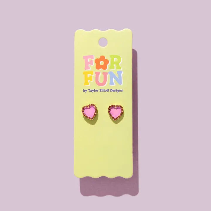 HARPER PURPLE + RED HEART STUDS