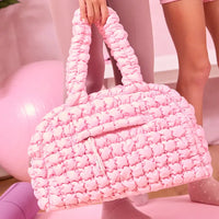 OMG ACCESORIES QUILTED SCRUNCHIES MEDIUM DUFFLE BAG