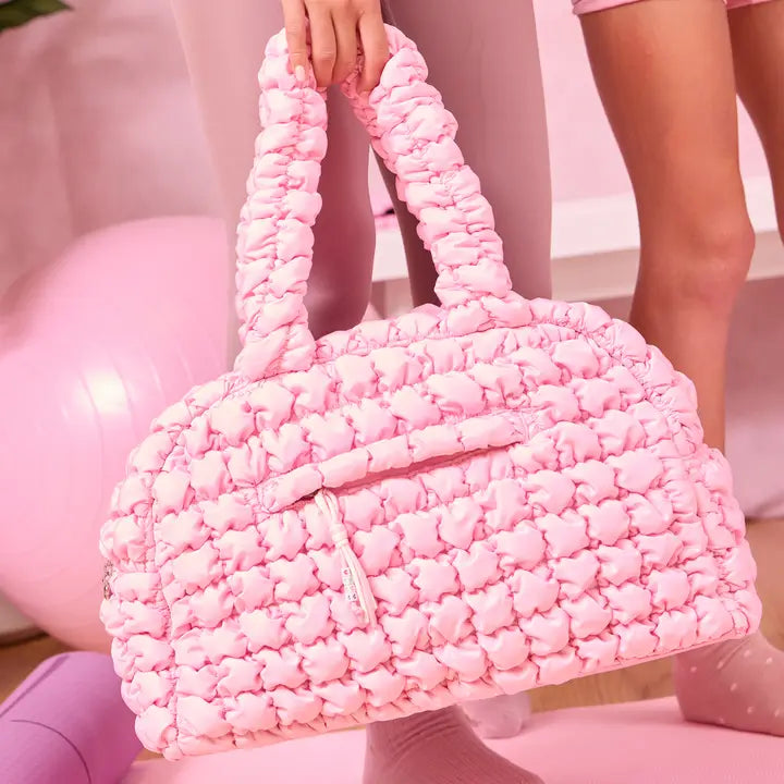 OMG ACCESORIES QUILTED SCRUNCHIES MEDIUM DUFFLE BAG