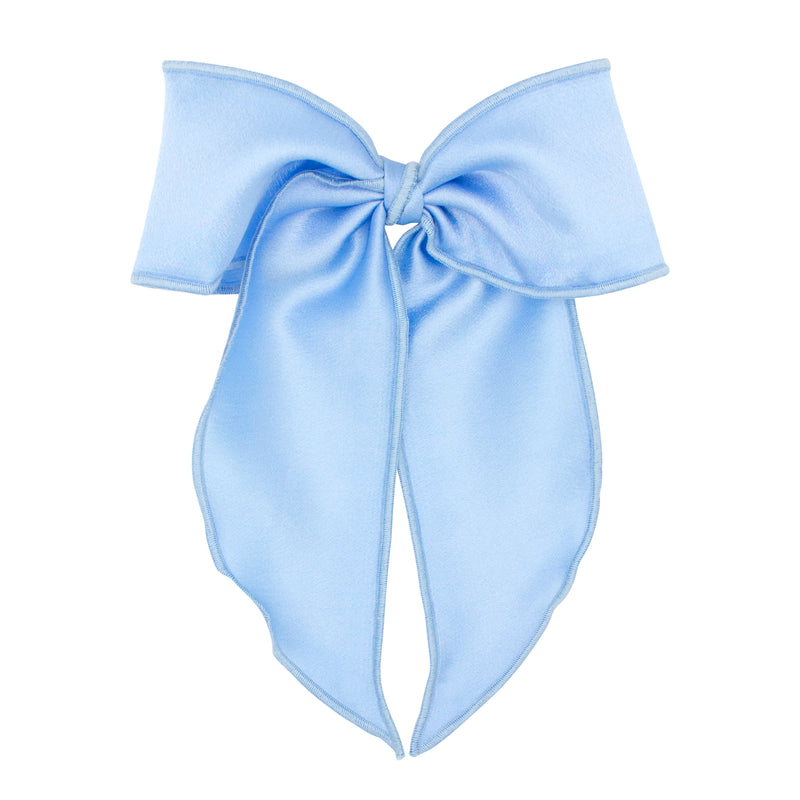 WEE ONES WHIMSEY TAILS SATIN FABRIC BOW BLU