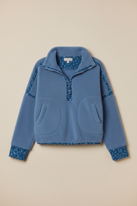 Blue Floral Zip Pullover